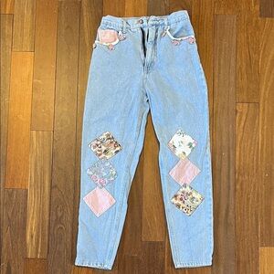 Vintage Floral Patch Kids Denim Jeans